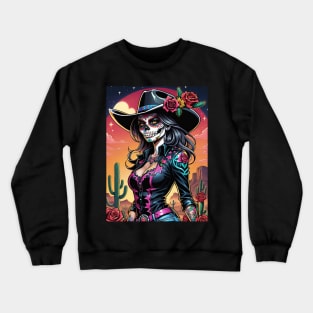 Vaquera - Dia De Los Muertos- Cowgirl Crewneck Sweatshirt